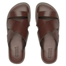 SANDÁLIA MASCULINA CASUAL EM COURO MARROM - CONHAQUE